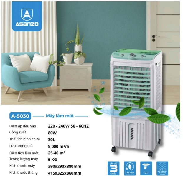 Quạt điều hòa làm mát Asanzo A-5030