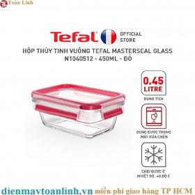 Hộp thủy tinh vuông Tefal Masterseal Glass N1040512 - 450ml - đỏ - Chính hãng