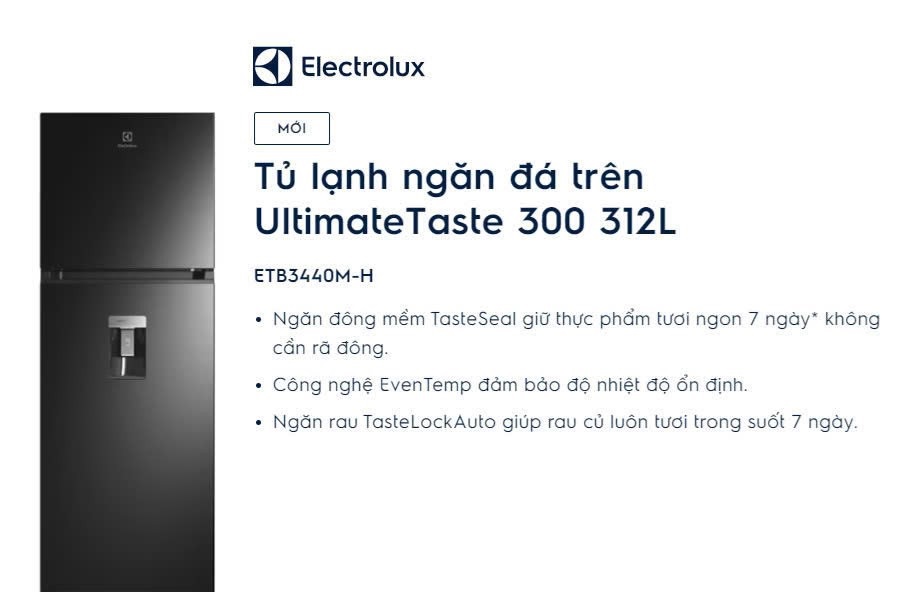 Tủ lạnh Electrolux ETB3440M-H Inverter 312 lít