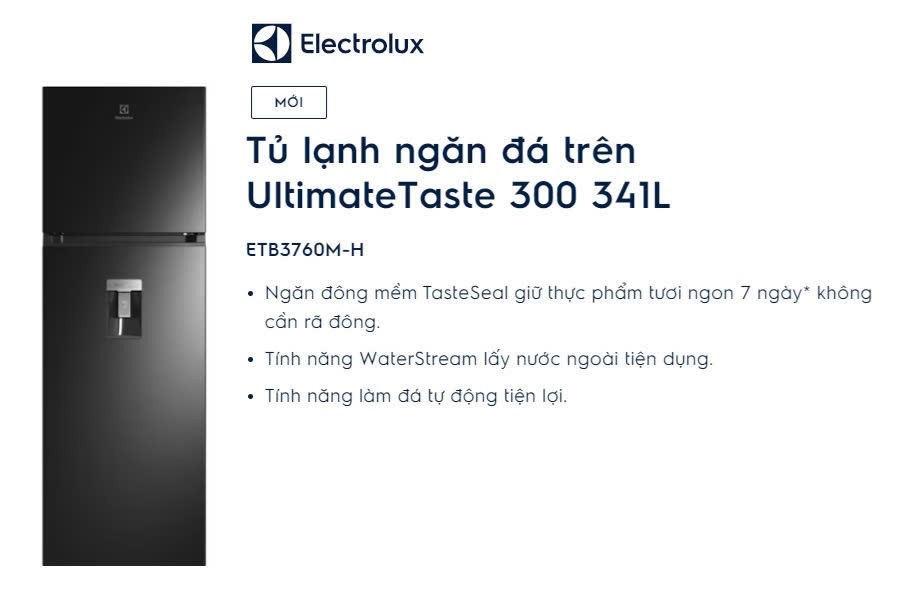 Tủ lạnh Electrolux ETB3760M-H Inverter 341 lít