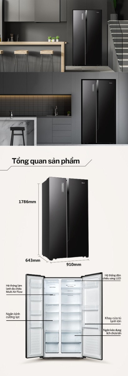 Tủ Lạnh Hisense HS56WF Inverter 508 lít - Chính Hãng 2023