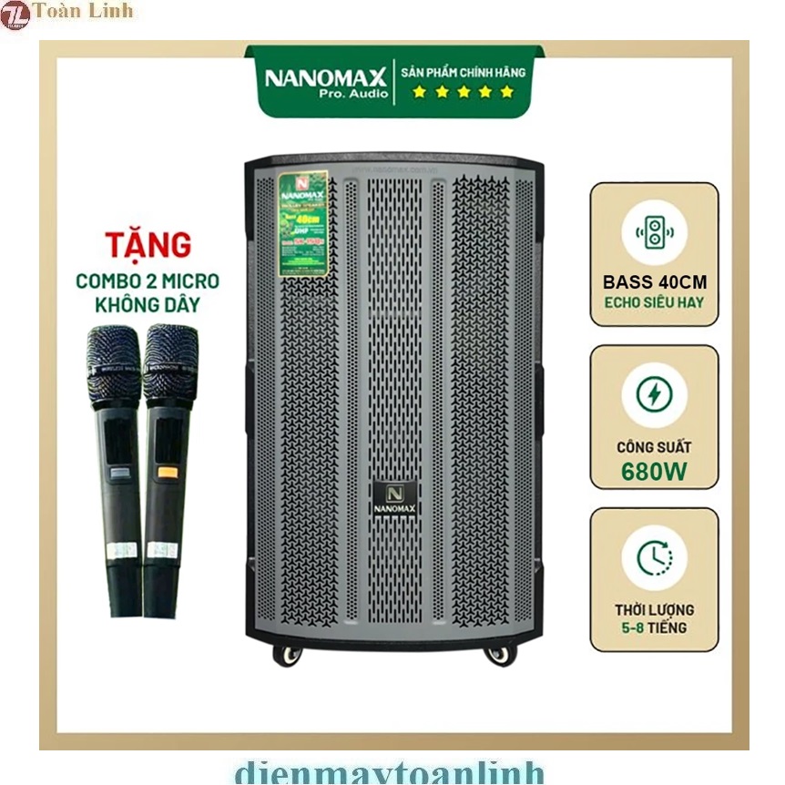 Loa Kéo Nanomax SK-15Q5 Bass 40cm Công Suất 680w kèm 2 mirco